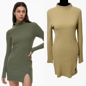 Aritzia Wilfred Chenille Dress Hush Knit Station Dress Neutral Beige Large NWT